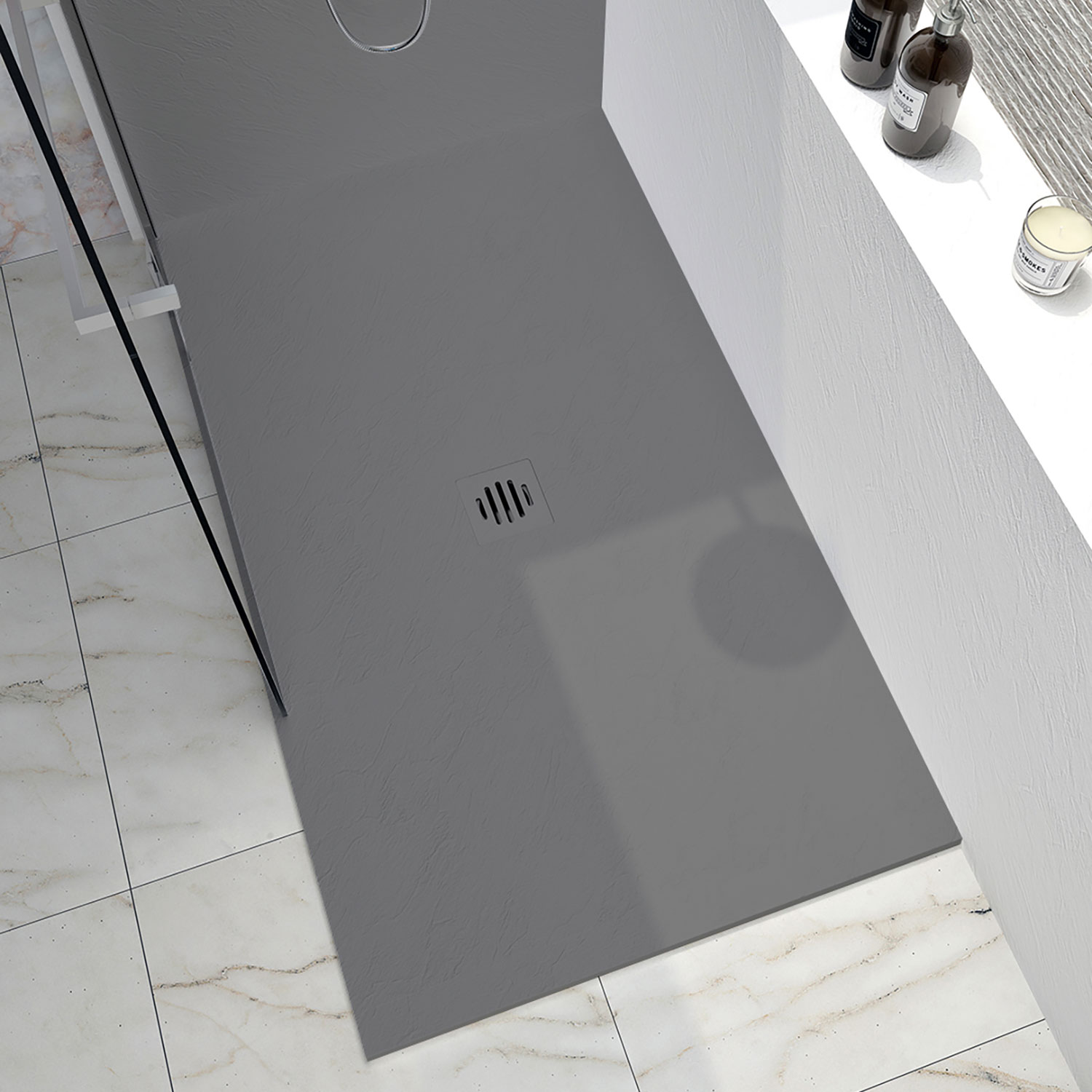 【真作】クリストファーイーガン shower room ジークレー Shower base Slate 60 x 42, in alcove, in concrete grey